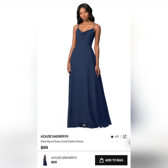 Navy Cowl Neck Bridesmaid Dress - Picture 1 of 1